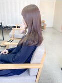 ラベンダーブラウン×艶セミロングストレート＿133