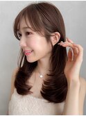 ココアベージュ似合わせカットクラゲヘアーナチュラルカール
