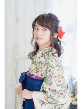 ヴァンクシー バイ ルナ(VANKCY by Luna) 着物ヘア 向ケ丘遊園 大学 卒業式 ハーフアップ 着付け アレンジ