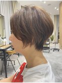 大人ヘルシースタイルショコラアッシュふんわりカールショート