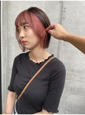 顔周りレイヤーインナーピンク10代20代30代韓国ボブ前髪あり