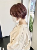 グレーベージュベビーピンクニュアンスカラ斜めバングアッシュ