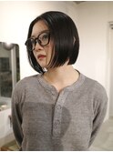 【黒髪ボブ/阿部達哉】ミニボブ/外ハネ/切りっぱなしボブ
