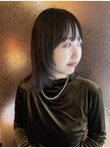 ボブウルフ/姫カットボブ/黒髪ボブ/黒髪風艶カラー/ラウンド前髪