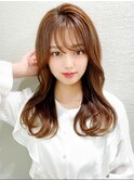 20代シースルーぱっつん前髪で結んでかわいいフェイスレイヤー