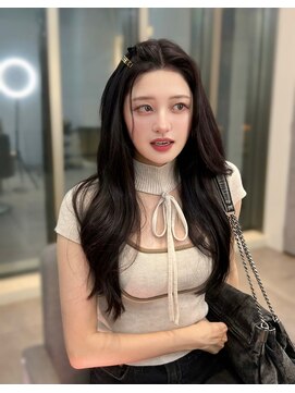 ラル 立川(lar) 暗髪ダークパープル_グレーベージュレイヤーロング黒髪