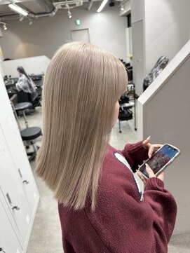 ユウル 横浜(juhl.) ミルクティーカラーパールベージュケアブリーチダブルカラー横浜