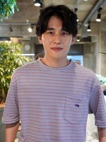 センターパートツーブロックニュアンスパーマ