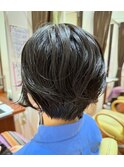 大人可愛いダークカラーアッシュ耳掛け小顔マッシュショートボブ
