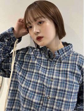 ラミエバイメルト 下北沢(lamie by melt) ボブ顔周りレイヤーカット暖色ベージュオレンジベージュブリーチ