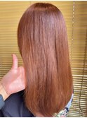 夏色オレンジベージュ◎艶髪ロング20代30代透明感