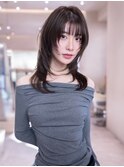 ハイレイヤーウルフカット×ダークアッシュ顔周り似合わせカット
