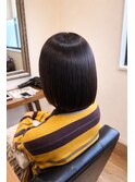 切りっぱなしボブ×縮毛矯正