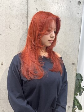 ラニヘアサロン(lani hair salon) バタフライレイヤーカット/くびれレイヤー/ブリーチ/オレンジ