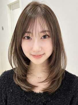 ナナローネス 渋谷(nana loness) ミディアムレイヤー 顔まわりレイヤー ワンカール 韓国巻き