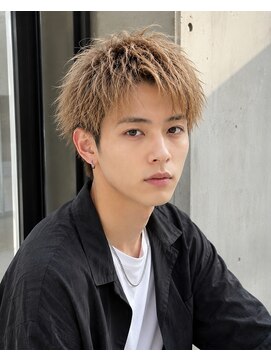 メンズバグズ(MEN's Baguz) ハイトーンベージュ束感ニュアンス韓国風マッシュショート