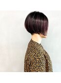 #暖色刈り上げ前下がりショート