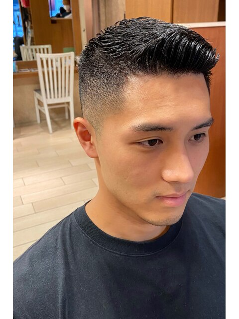 【HOMME HAIR 稲田】 サイドパート フェード スタイル