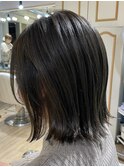 切りっぱなしボブ　ダークグレージュ