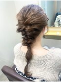 パーティーヘアセット編み込み編み下ろしゆるウェーブ