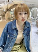 ハニーベージュ×ワイドバングボブ