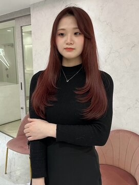 ジーナ 名駅(XENA.) 《karen》ボルドー/ワインレッド/レイヤー/顔まわりレイヤー