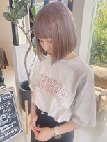 ピンクグレージュ_ハイトーン_ケアブリーチ＿切りっぱなし