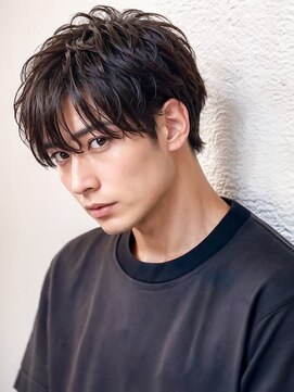 トレヘアー(tRe hair) MEN'S HAIR  コンマバング　ブルーブラック　フェザーパーマ