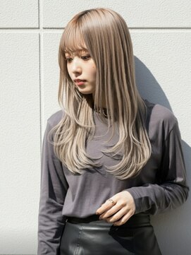 ファクトリーファイブ(Factory5) 小顔レイヤロングミルクティー20代30代40代くびれミディ韓国ヘア