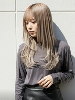 ファクトリーファイブ(Factory5) 小顔レイヤロングミルクティー20代30代40代くびれミディ韓国ヘア