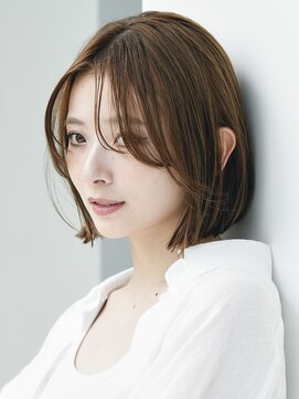 ソワネ 表参道(soigne) 表参道白髪ぼかしハイライトミディアムボブアッシュグレー50代