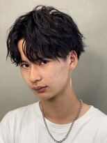 エルマーク 松山(L-MARK)&nbsp;フェザーパーマ/ニュアンスパーマ/センターパート/メンズ/眉毛