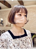 愛されボブ/梨花/ミニボブ/ゆるふわ/ワンカールパーマ/ベージュ