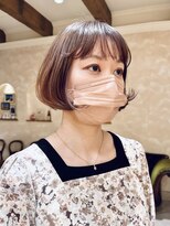 愛されボブ/梨花/ミニボブ/ゆるふわ/ワンカールパーマ/ベージュ
