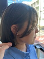 ドアー ヘア ラテ(Door hair.latte)&nbsp;ミディアムボブシースルー前髪レイヤーカットサラツヤ髪