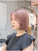 前髪アンブレラカラーこなれミディイメチェンウェーブパーマ