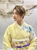 ショートさんの訪問着でお仕事ヘアアレンジ