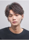 フェザーショート韓国ツーブロックニュアンスコンマバング