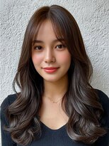 アビリタ(abilita)&nbsp;ロング レイヤーカット 韓国ヘア 顔周りカット 黒髪 10代20代