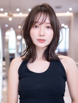 ケアリー 調布(Carelly) 大人かわいい前髪セシルカットココアブラウンフリンジウェーブ