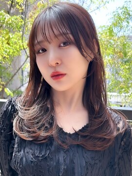 美容室 ウィズ 鎌ヶ谷店(Wiz) ミディアム美髪レイヤー/顔周りレイヤー/ピンクベージュ/鎌ヶ谷