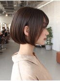 レイヤーカットボブ髪質改善カラー縮毛矯正暗めカラー韓国