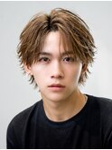 ツーブロックナチュラルダウンパーマシースルーマッシュ