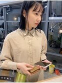 ワイドバングのぱつっとボブ