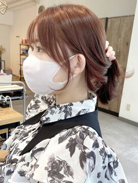 ミョンシル 顔周りおくれ毛カット/ブリーチなしピンク