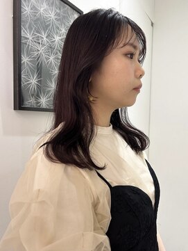 ヌークバイラヴェスト 四日市(neuk by lovest) 顔まわり韓国レイヤーカット×ラベンダー