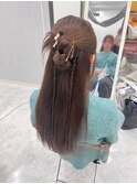 カチモリハーフアップ 結婚式ヘア お出かけヘア