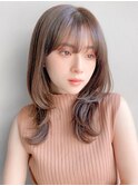前髪美髪うる艶髪愛されワンカール艶感アプリコットオレンジ