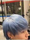 ペールブルー水色ナチュラルマッシュハイトーンブリーチカラー