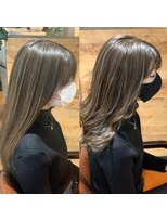 お～るうぇいず(always)&nbsp;ケアブリーチハイライト髪質改善オリーブグレージュレイヤー